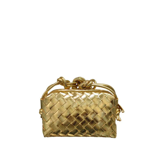 Square Woven Cloud Bag - Gold